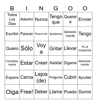 Leccion 14, 15, 16 - Verbs and Other Bingo Card