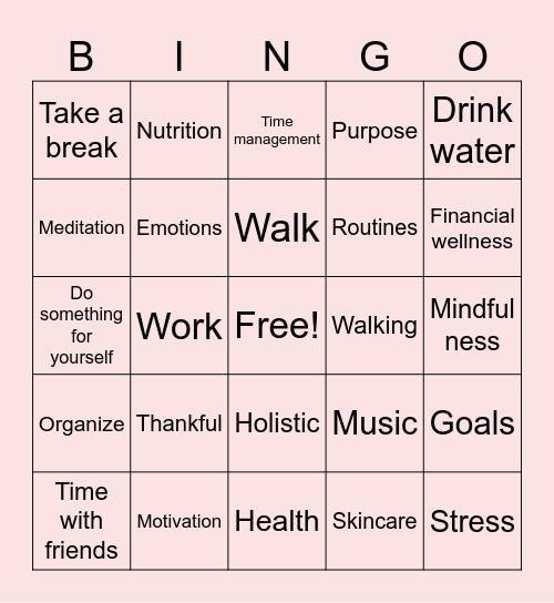 WELLNESS BINGO Card