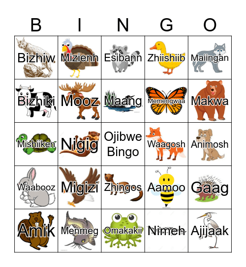 Ojibwe Bingo Card