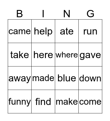 Kiley and Faith Bingo Card