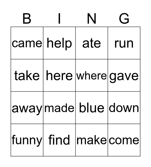 Kiley and Faith Bingo Card
