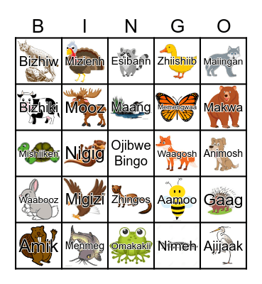 Ojibwe Bingo Card