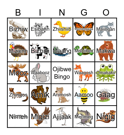 Ojibwe Bingo Card