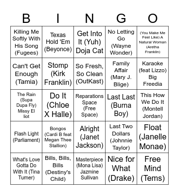 BLACK HISTORY MONTH MUSIC 2 Bingo Card