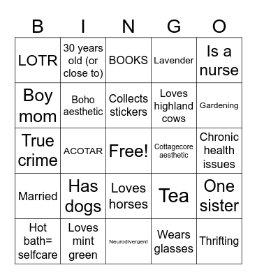 Marissa’s Penpal Bingo Card