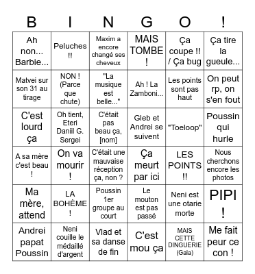 Ice Skating Bingo Card