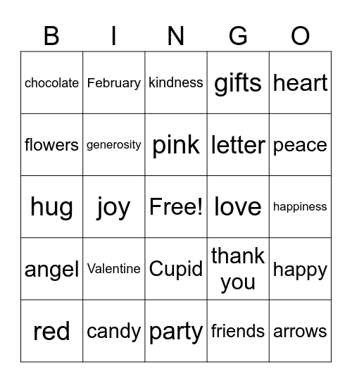 Valentine's Day Bingo Card