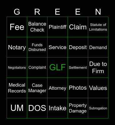 GREEN LAW Bingo Card