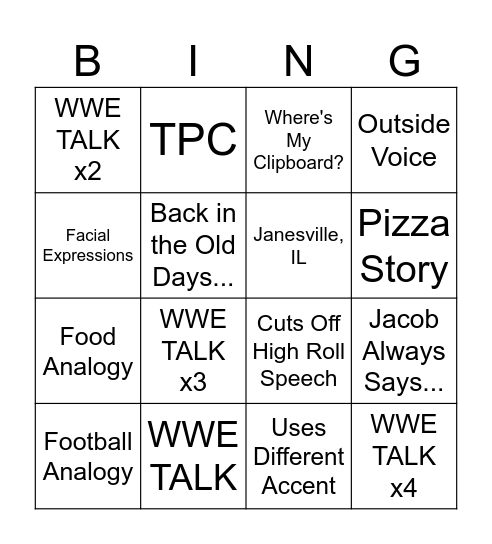 HOSS-ISMS Bingo Card