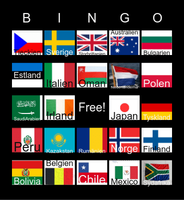 Flags Closer to VM-Rally Umeå 2024 Bingo Card