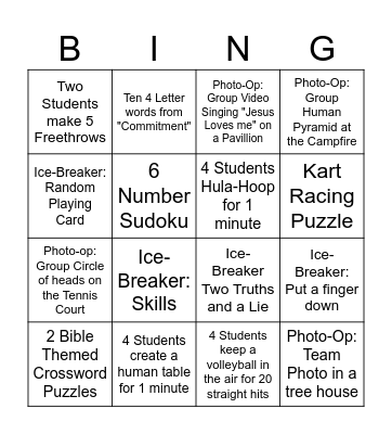 COMMIT Team Challenge Bingo Card