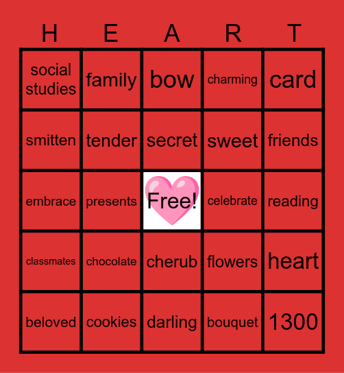Valentine's Day HEART BINGO Card