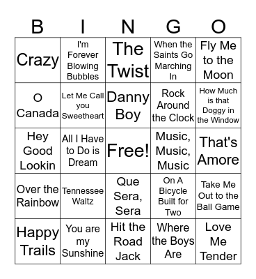 Music Bingo! Bingo Card