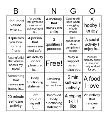 Valentines Bingo Card