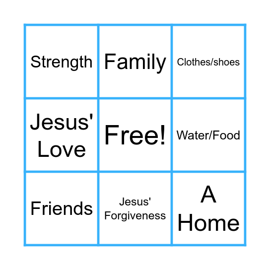 WOW! Jesus has the power to provide - BINGO Card