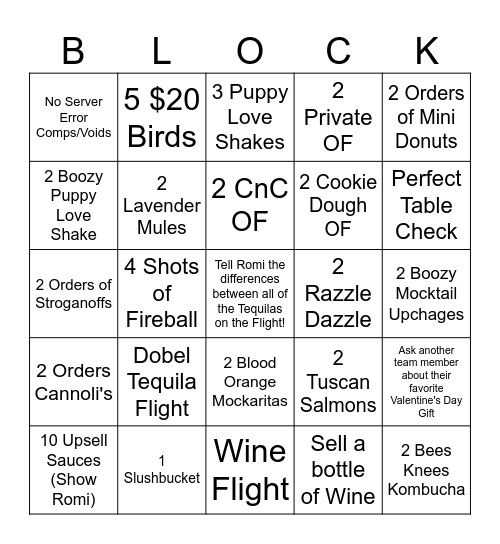 BLOCK-O Bingo Card