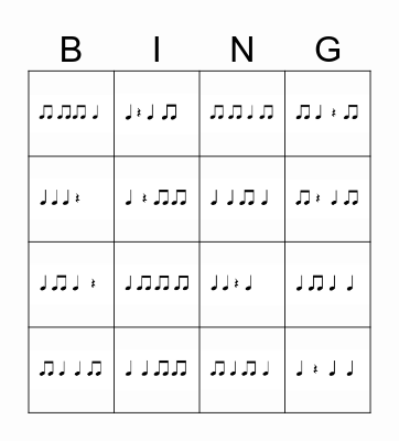 Rhythm ta ti-ti 5x5 Bingo Card