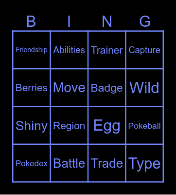 Pokemon Bingo Card