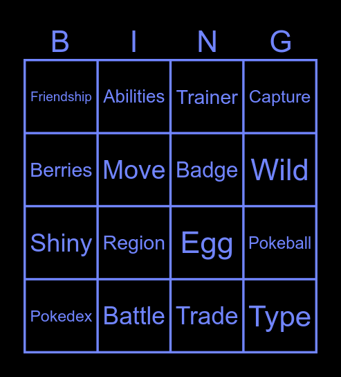 Pokemon Bingo Card