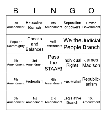 Constitution Bingo Card