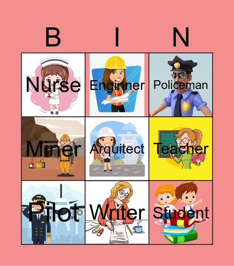 Professions Bingo Card