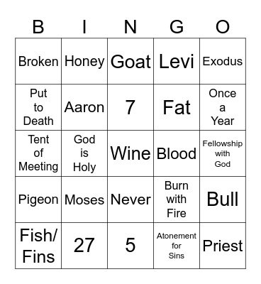 Bible Bingo Card