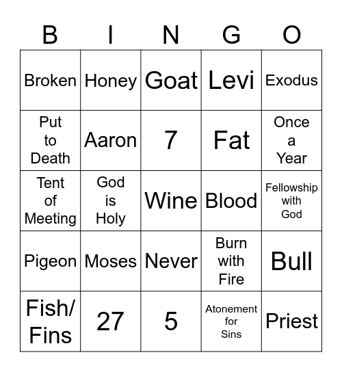 Bible Bingo Card