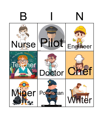 Professions Bingo Card