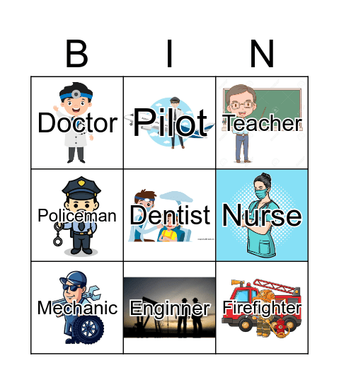 Professions Bingo Card