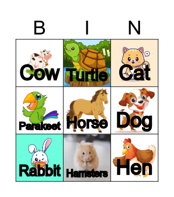 Domestic animals Bingo Card