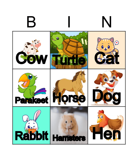 Domestic animals Bingo Card