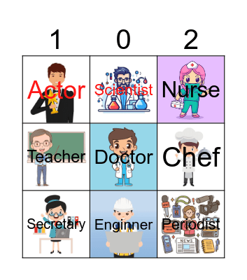 Professions Bingo Card