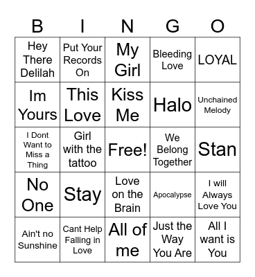 happy valentines! 💗🤢 Bingo Card