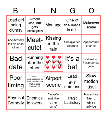 ROM-COM Bingo Card