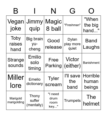 6th period bingo Card