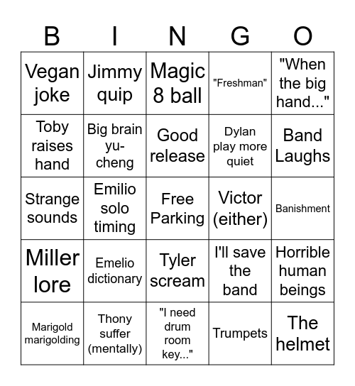6th period bingo Card