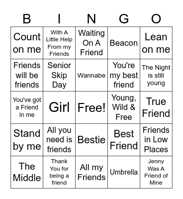friendship! 🌟 Bingo Card