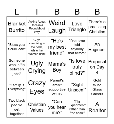 Love is Blind Season 6 Bingo Card