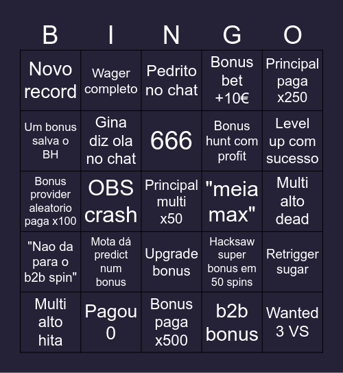 BINGO DO GODMOTA Bingo Card