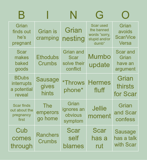What to Expect When Expecting Bingo Card