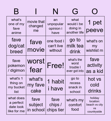 valentines bingo ! Bingo Card