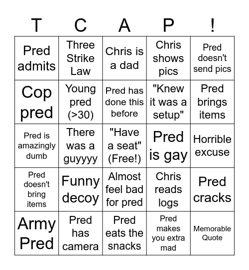 TCAP Bingo Card