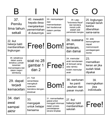 Simulasi US PPKn Bingo Card