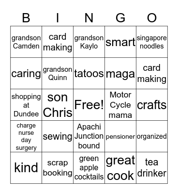 Things that remind us of Donna Bingo Card