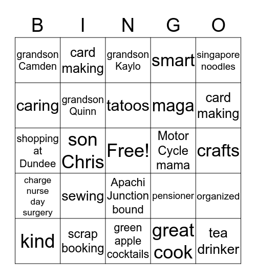 Things that remind us of Donna Bingo Card