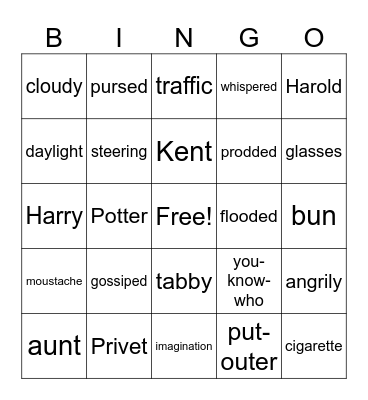 Harry Potter Bingo Card