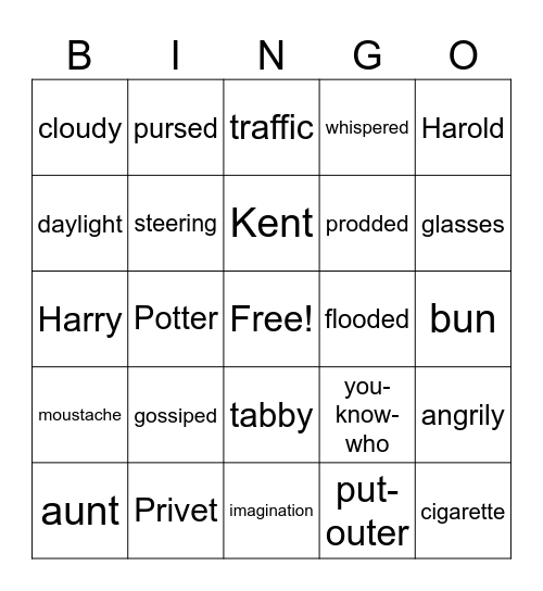 Harry Potter Bingo Card