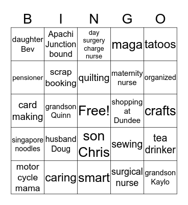 celebrate Donna Bingo Card