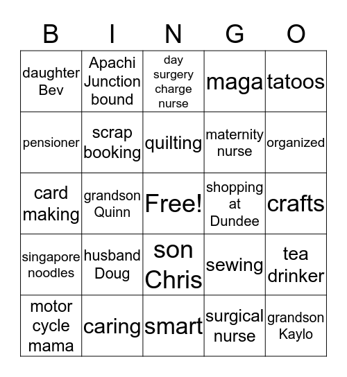 celebrate Donna Bingo Card