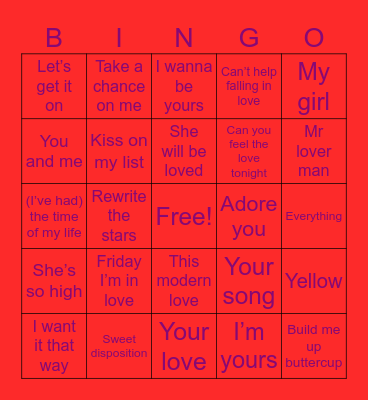 Happy Valentine’s Day!! Bingo Card